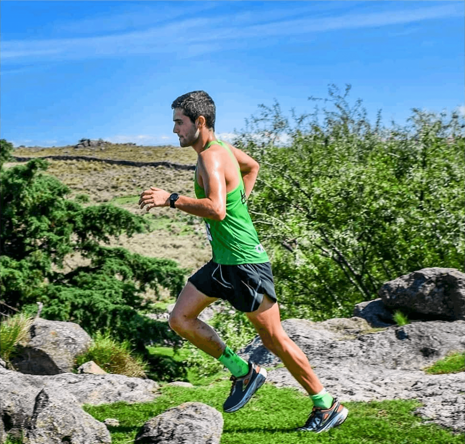Grupo de atletas en una pista de atletismo